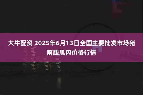 大牛配资 2025年6月13日全国主要批发市场猪前腿肌肉价格行情